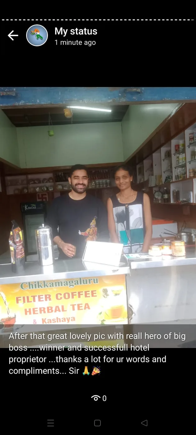 Friends and customers gathered outside the Nazarbad coffee counter